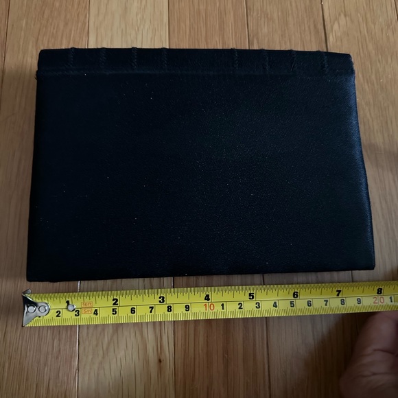Vintage Whiting and Davis black satin evening bag. Pocket inside. Used once. - Picture 3 of 6